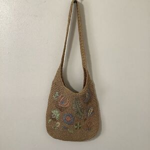 Vintage Y2K Boho Beachy Woven Fairycore Cottagecore Hobbit Floral Should Bag OS